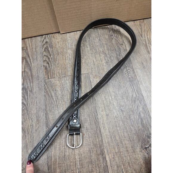 Echt Leder Leather Black Genuine Leather Women's Belt Made in Italy Large - Picture 1 of 10